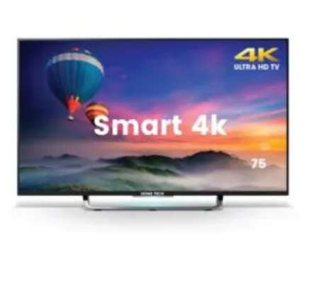 Home Tech Smart 4k Tv 75 Inch”Double Glass”