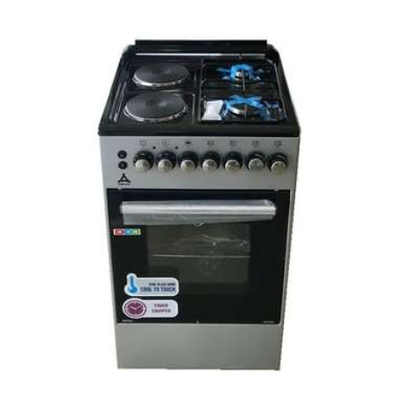 Delta Cooker 50x55cm Electric Oven 2 Gas 2 Electric Silver with Black