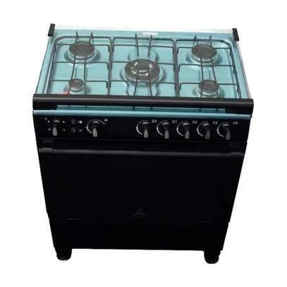 Delta Gas Cookers 80x55cm Gas Oven & Grill 5 Gas Burner Black Silver Steel DGC50B