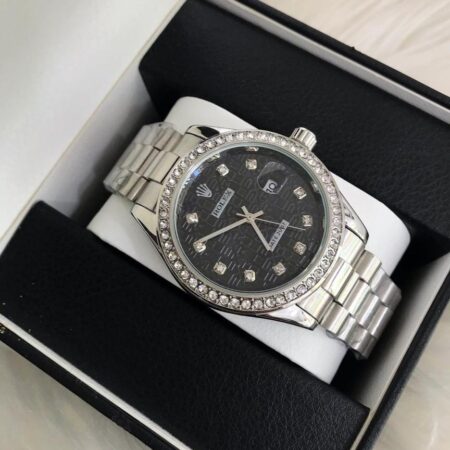 Classic Watches Rolex Date Just Silver & Black Colour