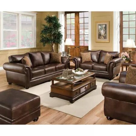 Leather Sofa 3+2+1 Seater Dark Brown Colour