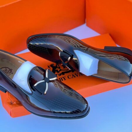 Men's Glossy Black & Brown Loafers Shoes