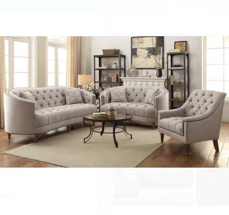 Classic Sofa Set (5+3+1) Velvet White Smoke Colour