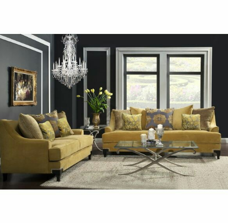 Luxury Leather Sofa 3+2 Seater Mustard Yellow Colour