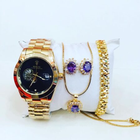 Rolex For Ladies Day-Date 40 Oyster, 40 mm,Full Set Gold,Purple & Black Colour