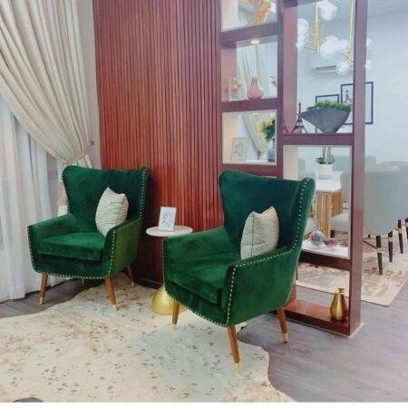 Velvet  (1+1) Seater Sofa Green Color