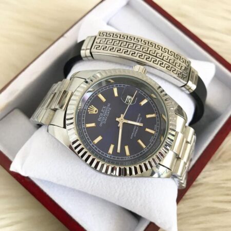 Classic Watches Rolex Day-Date 40 Oyster, 40 mm,Silver & Blue Colour With Bracelet