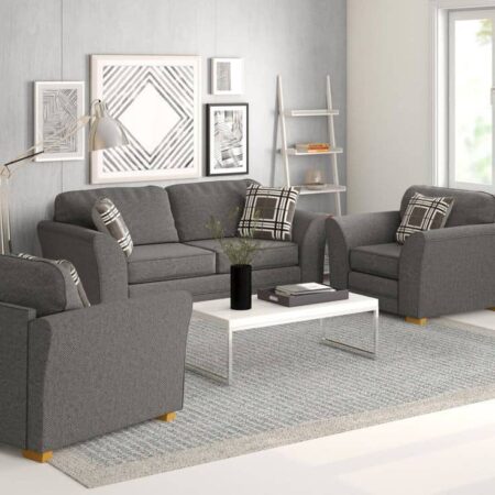 Velvet Simple Sofa (2+1+1) Seater Gray Colour