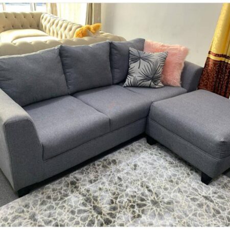 L Shape Simple Design Sofa 3 seater With Puffy