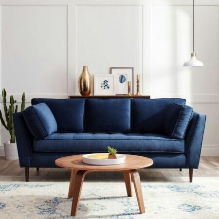 Velvet Sofa 3 Seater Dark Blue Colour