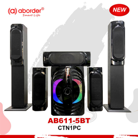 Aborder Subwoofer with Tower Speakers, Bluetooth, USB Port, FM Radio, AB611-5BT