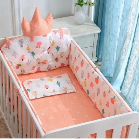 Baby Bedding Set 5pc (Cotton) Set ya Mashuka na Cover za Kitanda za Pembeni Tape B