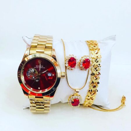 Rolex For Ladies Day-Date 40 Oyster, 40 mm,Full Set Gold & Red Colour