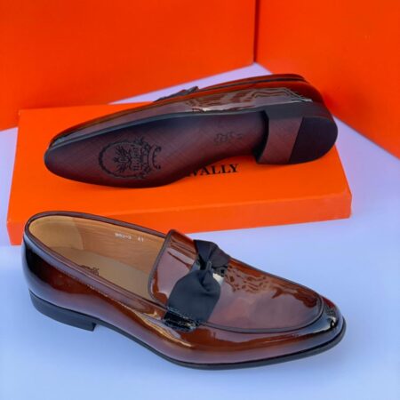 Brown Colour Patent leather Loafers Men Slippers Shoes