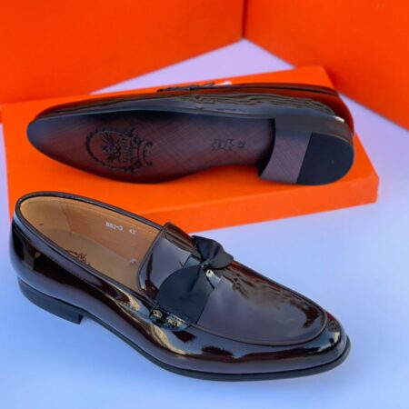 Black Colour Patent leather Loafers Men Slippers Shoes