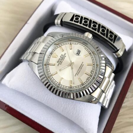 Classic Watches Rolex Day-Date 40 Oyster, 40 mm,Silver & White Colour With Bracelet