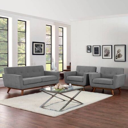 Velvet Sofa 2+1+1 Seater Gray Colour