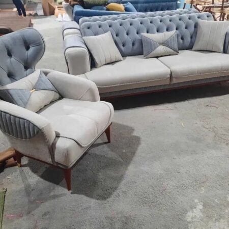 Classic Velvet Sofa 3 Seater Gray Colour