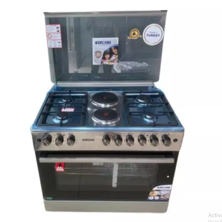 Bruhm Free Standing Cooker 90x60, 4 Gas Burner, 2 Hot Plates and Electric Oven BGC-9642GS