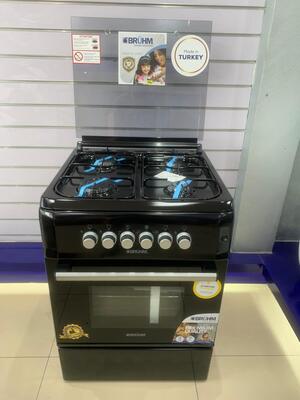 BRUHM FREE STANDING GAS COOKER BGC-6640NB 60cm x 60cm. 4 Full Gas Burners . Electric Oven & Grill.