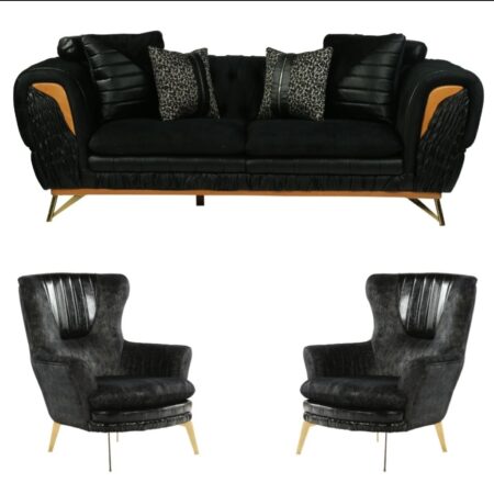 Classic Velvet Sofa 2+1+1 Seater Black Colour