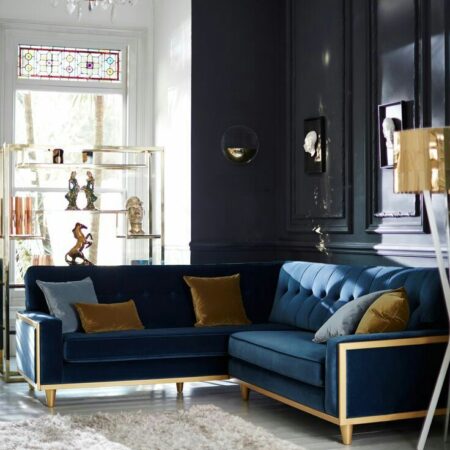 Classic Velvet Sofa Set Blue Colour