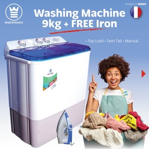 Westpoint washing machine semi Automatic  and get free westpoint iron 9kg