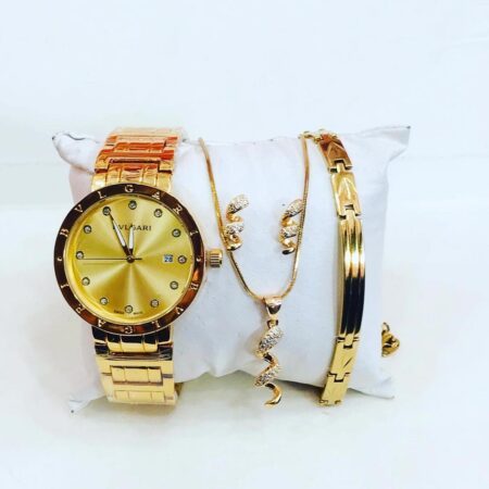 Classic BVLGARI Set With Bracelet Gold Colour