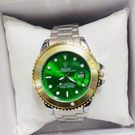 Classic Rolex Watch Silver & Green Colour Tape 3