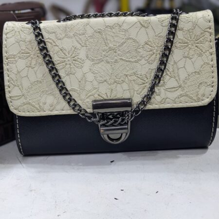 Classic Handbags White & Gray Colour