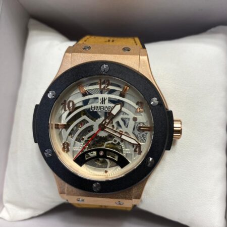 HUBLOT MECHANICAL WATCH AUTOMATIC BLACK & GOLD COLOUR TAPE 6