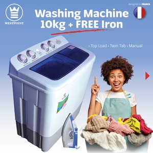 Westpoint washing machine semi Automatic  and get free westpoint iron 10kg