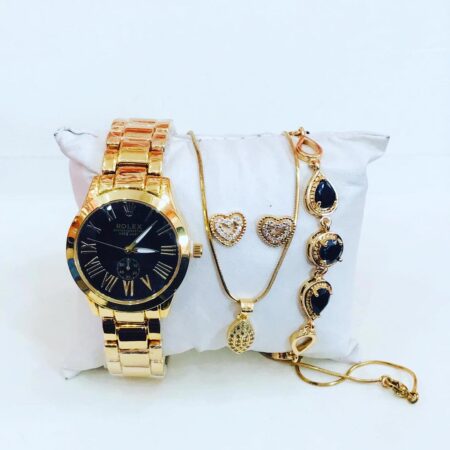 Classic Rolex Set With Bracelet Gold & Black Colour Tape 8