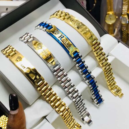 Classic Rolex Bracelet Gold,Blue & Silver Colour