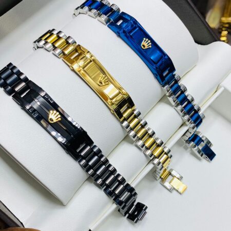 Classic Rolex Bracelet Gold,Black & Silver Colour