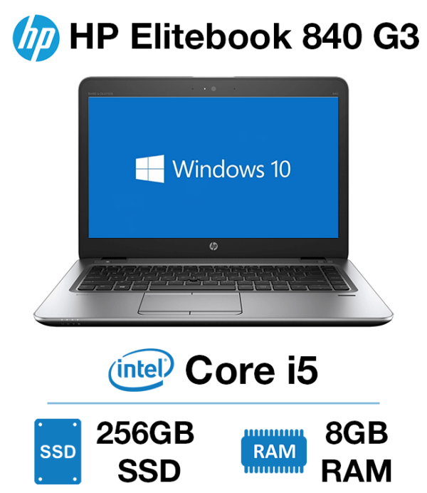 HP Elitebook 840 G3 Core i5 | 8GB RAM | 256GB SSD | Windows 10 Pro | Webcam, No Touch Screen