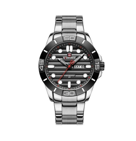 NAVIFORCE NF9198B Silver Stainless Steel Analog Watch For Men - Black & Silver