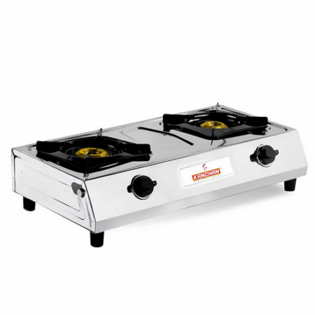 Kanchan Gas Cooker 2 Burner Auto Ignition SS LPG Stove Spectra KG8