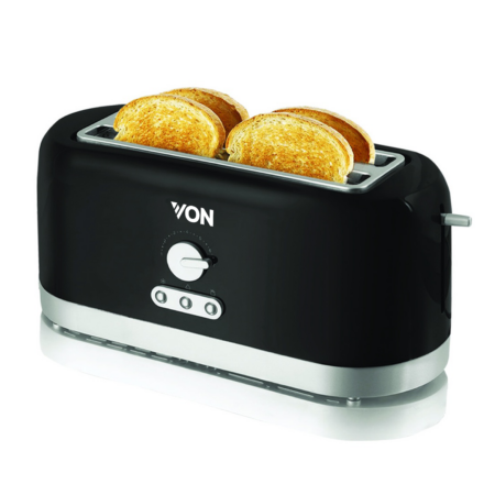 Von VSTP04MVK 4 Slice Toaster - Black