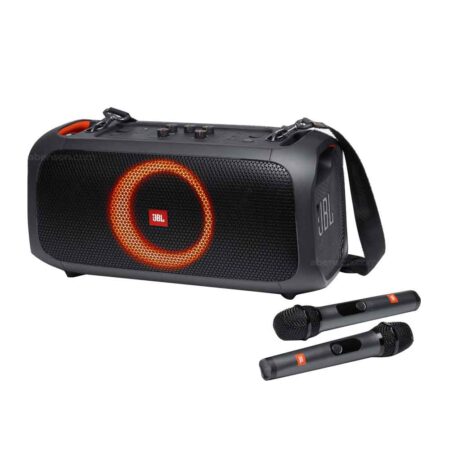 JBL PartyBox On The Go Portable Karaoke Party Speaker With Wireless Microphone,100W Power Output,6 Playtime Hours,Wireless 2 Party Speakers Pairing (Waterproof)