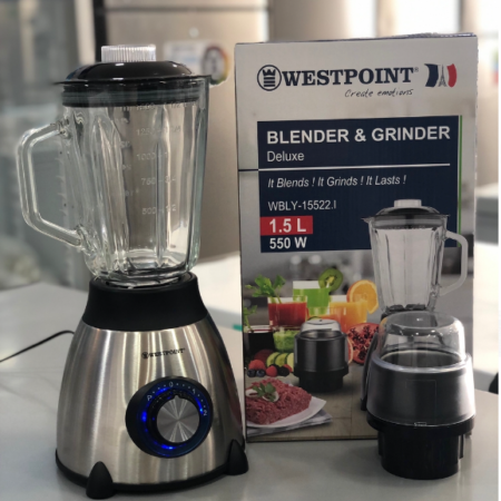 WESTPOINT S/STEEL BLENDER & GRINDER  WITH GLASS JAR WBLY-15522.I