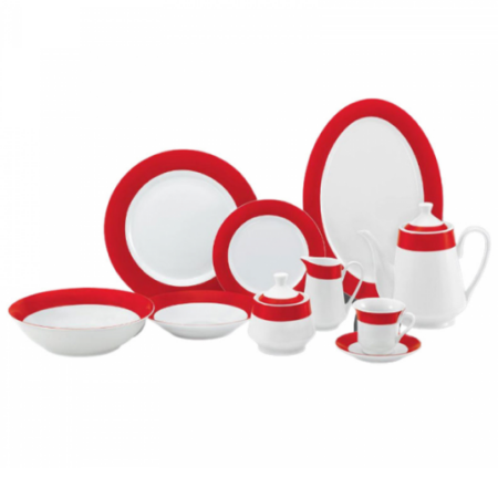 Nadstar8 Dinner Set 47pcs Porcelain Dark Red RSPD002