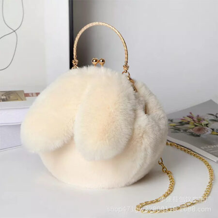 Lovely Portable Plush Bag Autumn Winter New Rabbit Ear Clip Mouth Bag