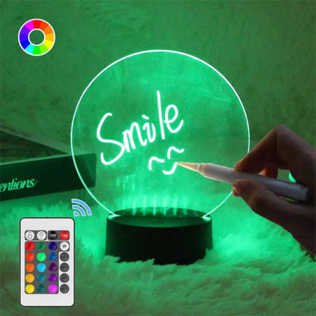 DIY RGB LED Memo Message Luminous Note Acrylic Erasable Writing Board Light