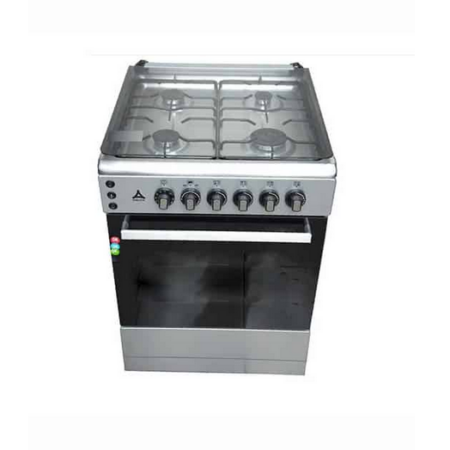 Delta Cookers 60×60 Gas Oven & Grill 4 Gas Burner Glass Lid Inox DGC-6040.I