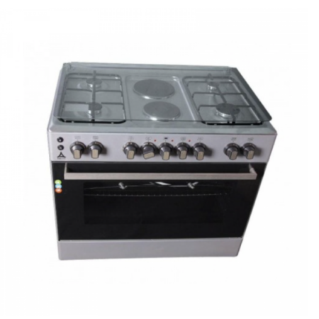 Delta Free Standing Cooker 90 x 60cm Inox 4 Gas + 2 Electric with Electric Oven 220-240V DBC-9042.I