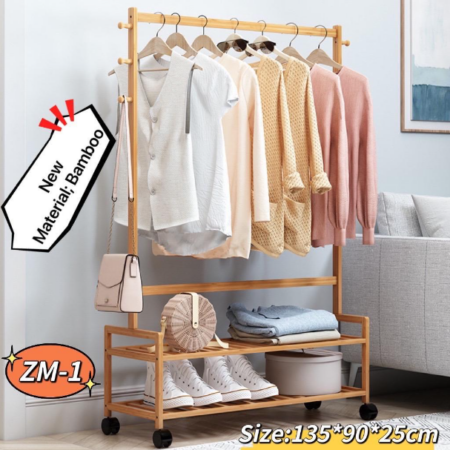 Bamboo Clothes Rack Model MZ-1 (135x90x25)Cm