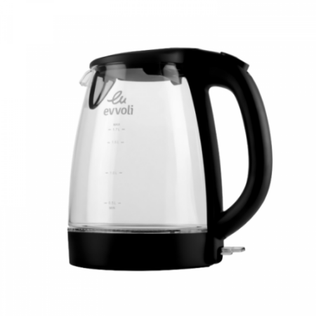 Evvoli Electric Kettle Glass Body 1.7L 2200W EVKA-KE17MB