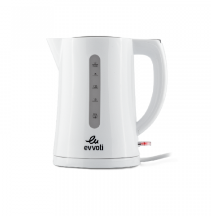 Evvoli Concealed Coil Electric Kettle 1.7L with BPA Free Plastic 2200W EVKA-KE17LW