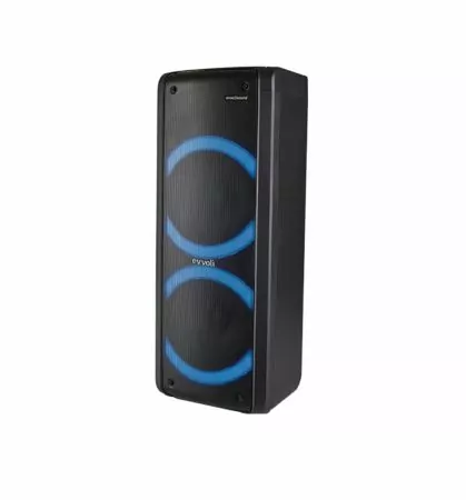 Evvoli Portable Party Speaker Bluetooth with Two Wireless Mic and Colorful LED Dazzled Lights 80W PT80B